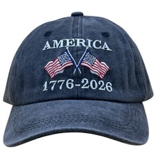 America 250th Anniversary Embroidered Cap Unstructured Hat Flag Vintage Wash