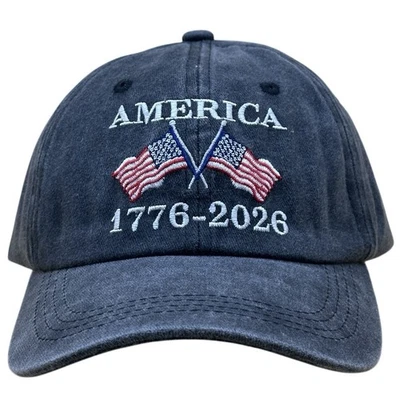 US 250th Anniversary Embroidered Cap Unstructured Hat Flag America, Vintage Wash - Image 1 of 4