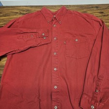 Vtg Levis Denim Red Tab Metal Button Up Shirt Mens Size Large Western Workwear