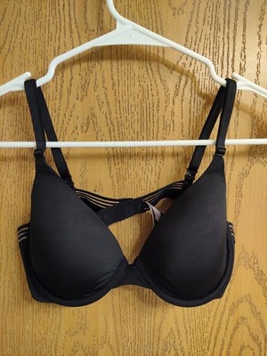 Victoria's Secret Second Skin Black Mesh Lined Underwire T-Shirt Bra 34B