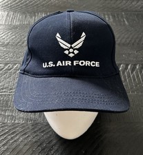 US Air Force Logo Fitted Hat Blue Embroidered Made in USA OSFM Stretch Fit