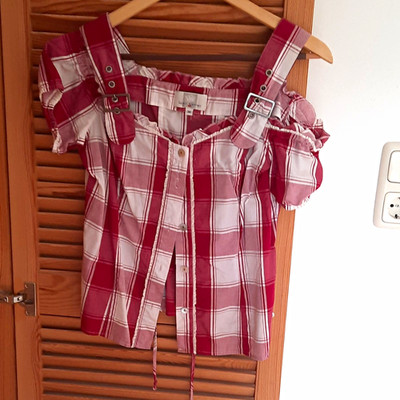 Spieth Wensky Damen Dirndlbluse/Trachtenbluse Rot/Weiß Gr. 38 Kurzarm Kariert