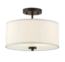 Meridian M60008 2 Light 13"W Semi-Flush Drum Ceiling Fixture - Bronze
