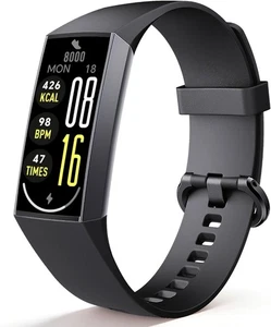 Fitness Tracker Smart Watch - 24hr Fréquence cardiaque & Beaucoup plus - iOS/Android - noir