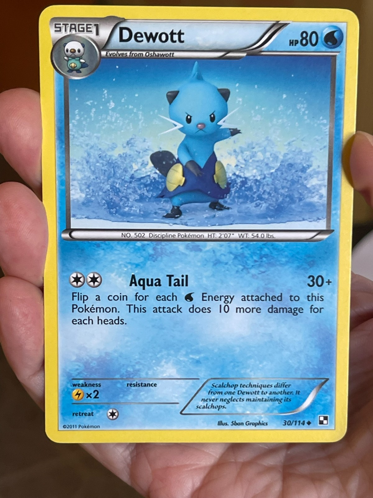 POKEMON DEWOTT 30/114 UNCOMMON BLACK & WHITE LP CARD