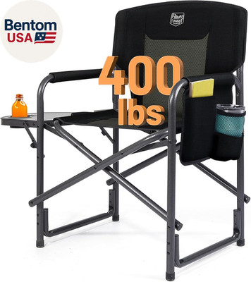 Aluminum Oversized Camping Chair, Lightweight Portable Directors Chair with Side