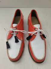 Weejun Vintage 50s Style Orange/Red White Penny Loafer Leather Sole Size 7
