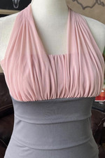 Women’s Pink/Gray Colorblock Halter Bodycon Knee-Length Stretch Dress Regular