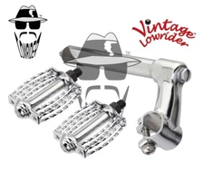 Vtg Stem Classic 21.1 Chrome & Pedals Round Triple Square Twisted 1/2" Chrome