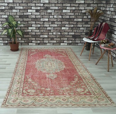 Boho Decor Rug, Red Area Rug, Vintage Turkish Rug, Carpet, 4.99x8.76 H-1905