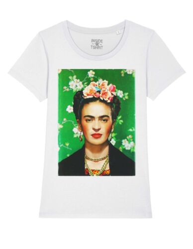 Maglietta Donna Frida Kahlo Autoritratto Fiori Flowers Mexican Art T-shirt Girl - Photo 1 sur 4