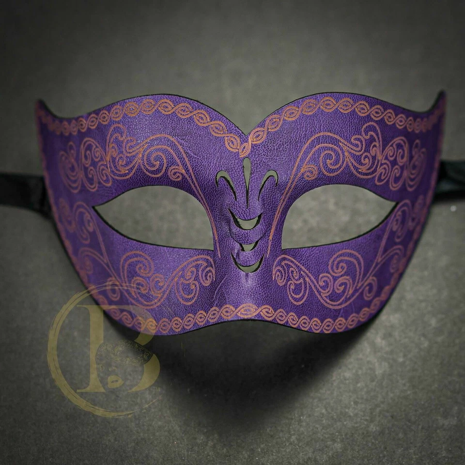 Mens Leather Masquerade Mask for Masquerade Ball Wedding Mardi Gras Halloween Co - Image 2 of 4