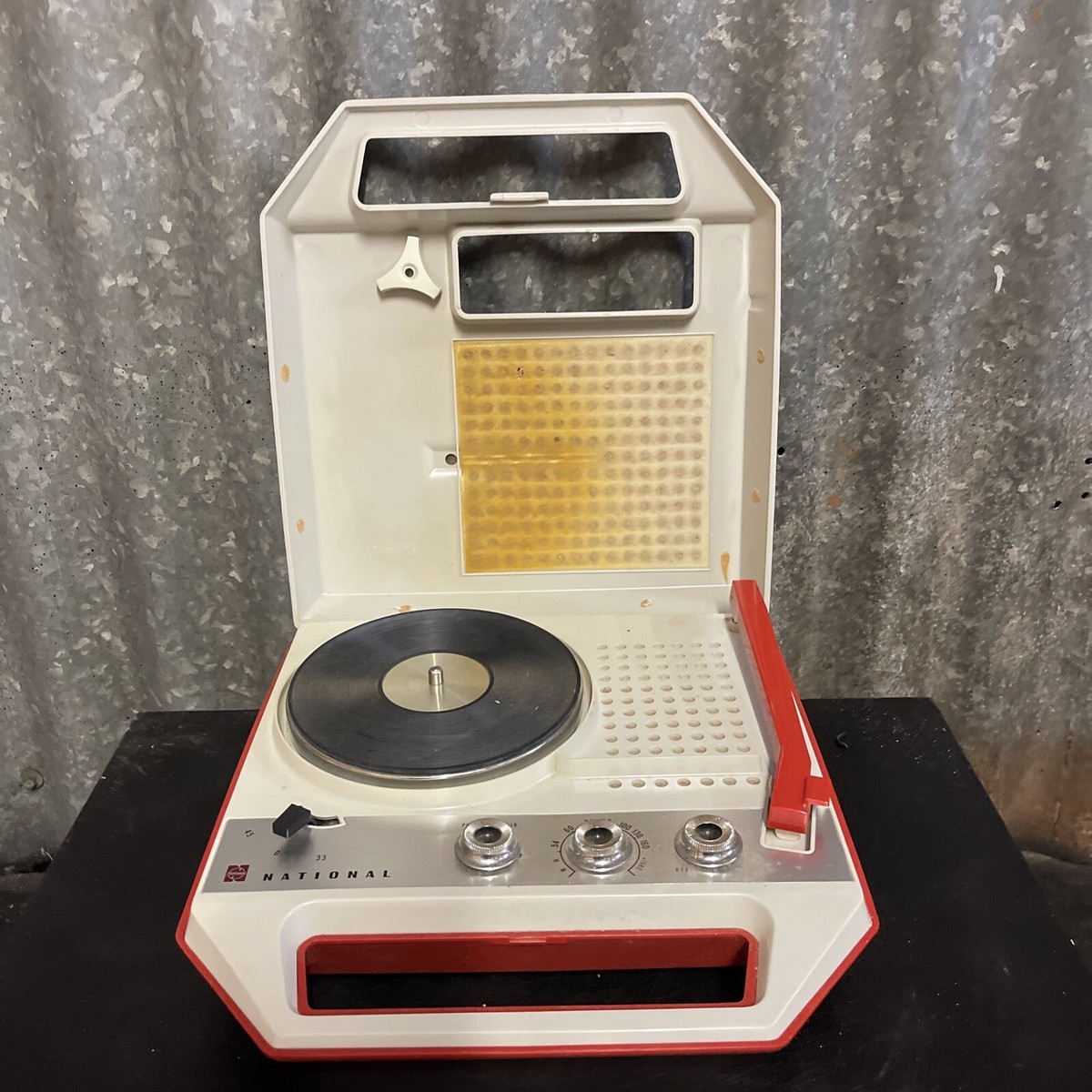 National TableStereo vintage620×250×220 VINTAGE NATIONAL RADIO PHONOGRAPH RETRO DISCO PORTABLE RECORD