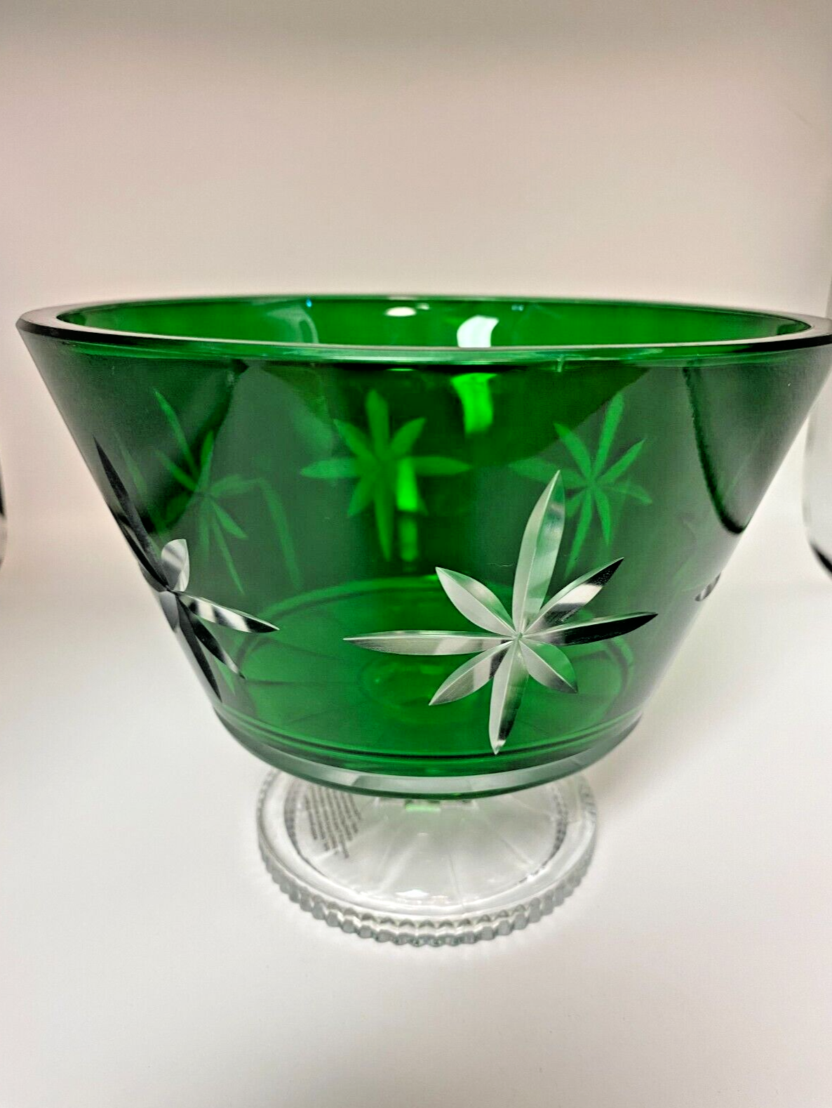 Waterford Crystal Marquis Green Clear Compote Starburst Pedestal Bowl 5.5