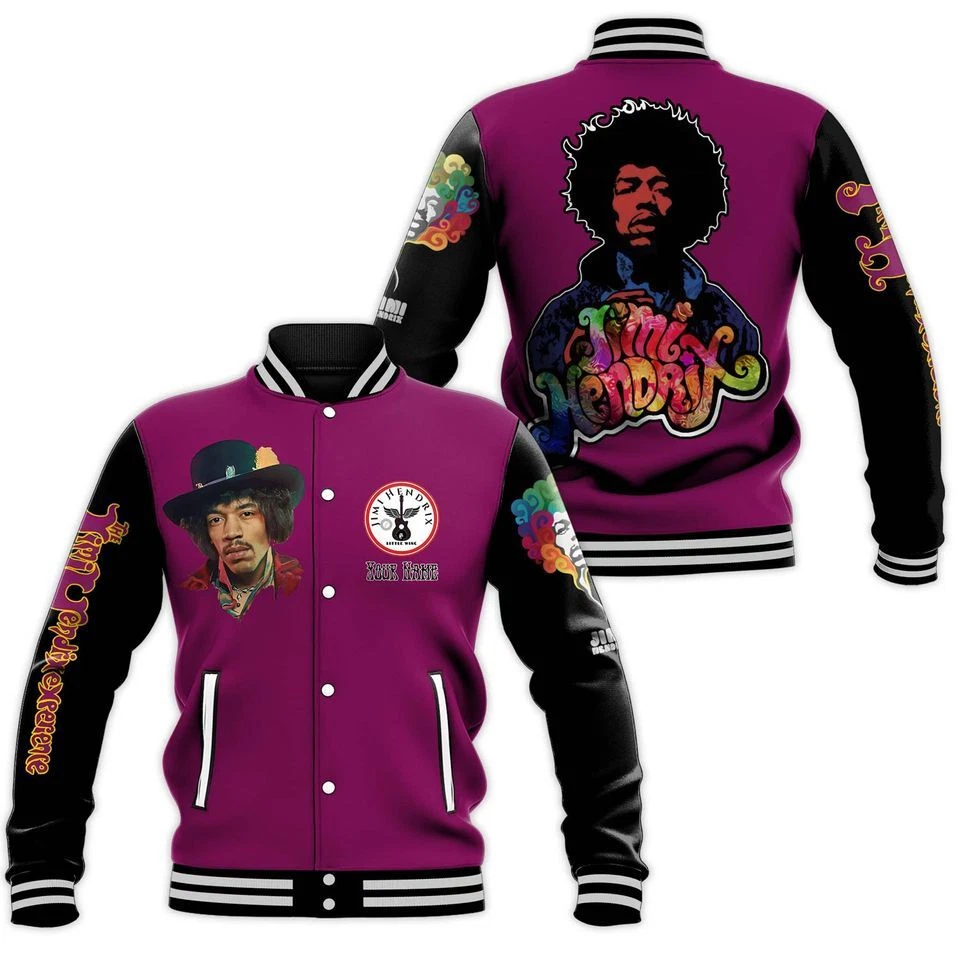 Jimi Hendrix, Baseball Jacket, Art, 70's Style, Retro Baseball Jacket