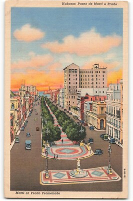 Postcard Habana: Paseo de Marti o Prado - Republica de Cuba VTG ME3.