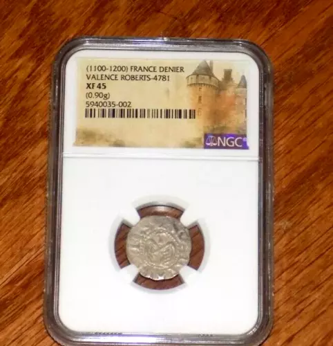 NGC FRANCE 1100-1200 Denier Valence Roberts XF45 French Medieval Graded Coin