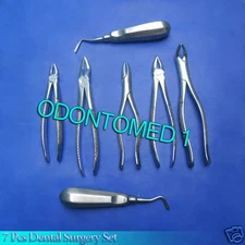 7 Pcs-Dental Surgery Extracting Forceps Elevators Instruments Set Kit DN-481