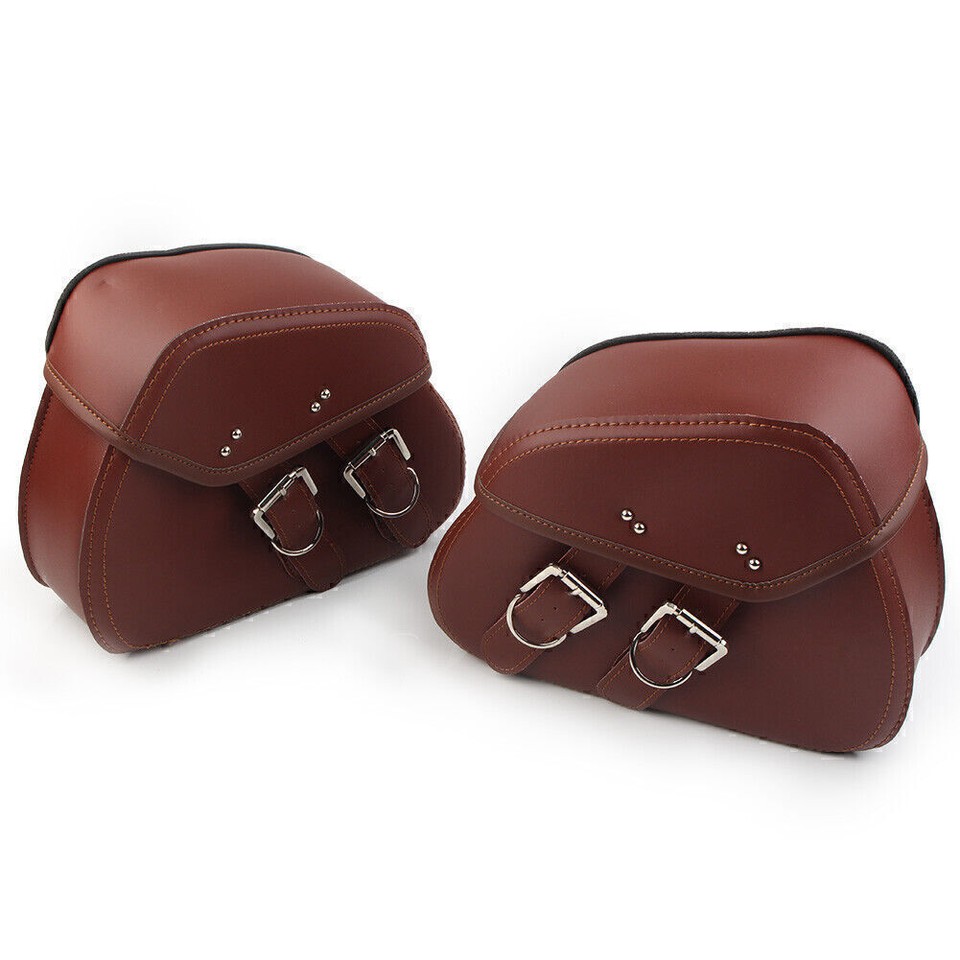 Motorcycle Brown PU Leather Tool Bag Sissy Bar Bag Saddle Bag Fit