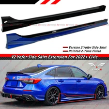 For 2022-2025 Honda Civic Yofer V2 Aegean Blue Black 2 Tone Side Skirt Extension