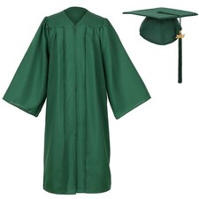 Unisex Matte Graduation Gown and Cap Set with Tassel for Middle High School B...