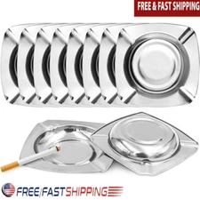 10 Pcs Stainless Steel Smokeless Ashtray Indoor Outdoor Easy Clean Portable New