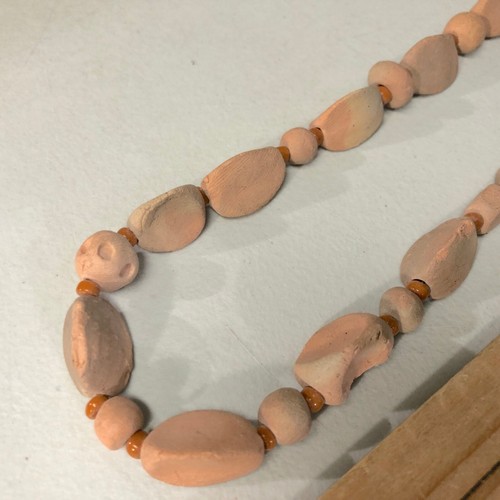 Beige Multi Shape Single Strand Stone Beaded Retro Hippie Boho Necklace - Picture 4 of 4