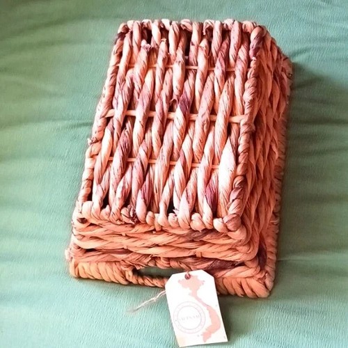 New Handcrafted in Vietnam rectangular Basket with Handles - Picture 5 of 10