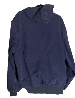 Carhartt Duck Canvas Jacket Coat Hooded Navy Blue Size x-Large | eBay