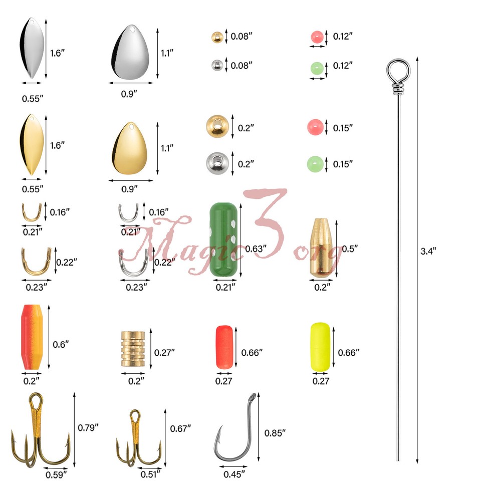 200pcs Fishing Accessories Spinner Blade Bait Kit DIY Fishing Lure ...