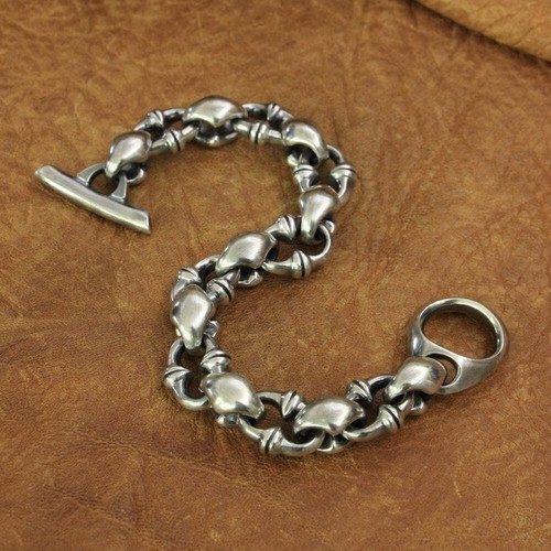 Enorme Brazalete Pesado de Plata de Ley 925 Para Hombres Motociclista Punk Cadena de Eslabones TA245A BZ - Imagen 2 de 18