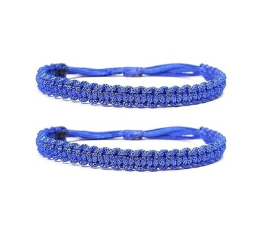 Handmade Adjustable Nazar Thread Bracelet For Men & Women, BLUE, Pack of 2 Pcs