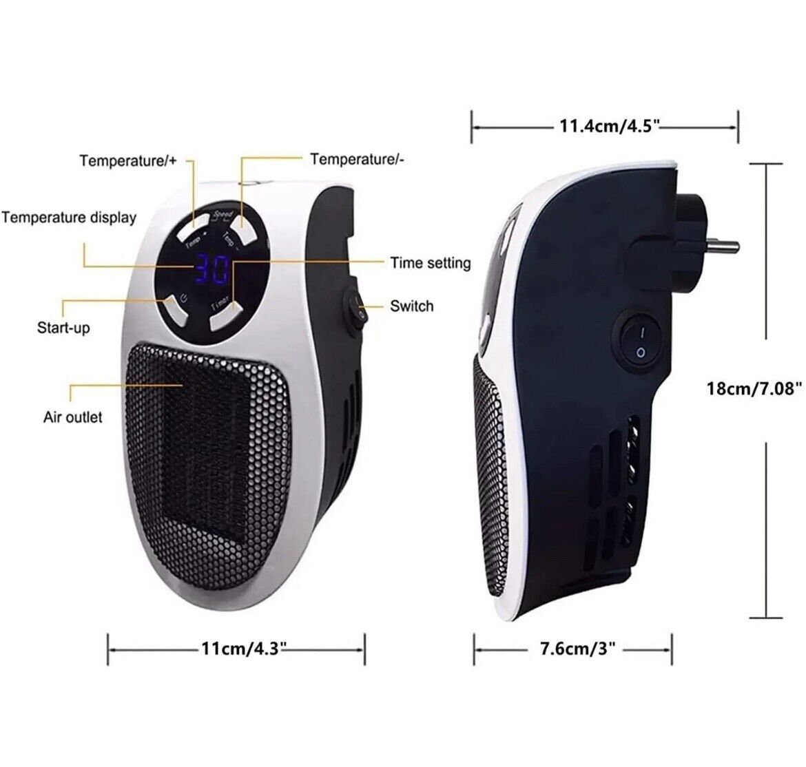 New Portable Mini Space Saver Plug in Heater Wall Outlet Electric