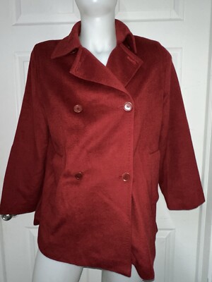 MAX MARA Red Virgin Wool Coat Double Buttons 46