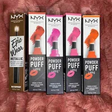 NYX Powder Puff Lippie POWDER LIP CREAM SET OF 4 plus eyeliner! New!