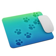 Blue and Green Dog Paw Print Mouse pad