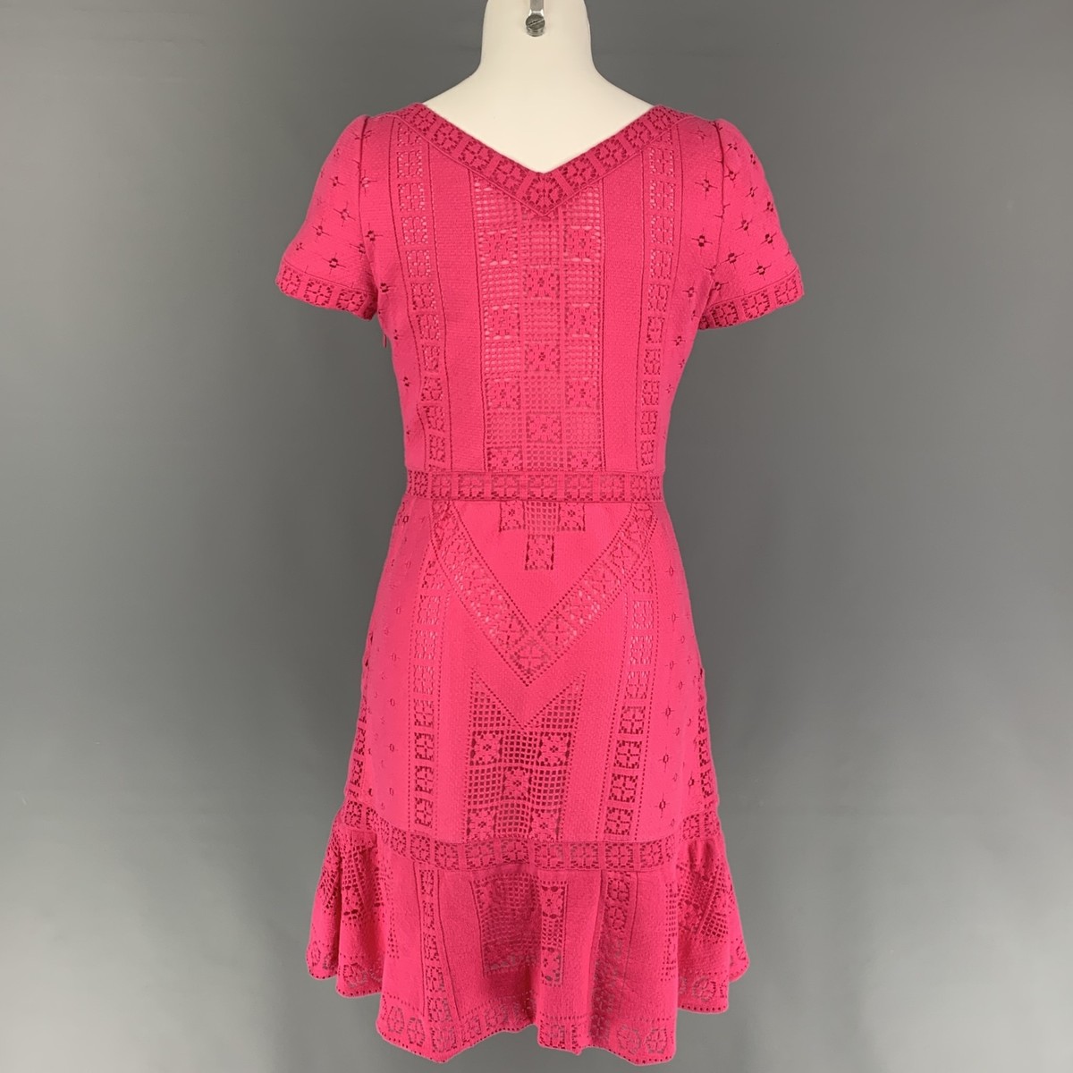 chinese dress ladies Valentino Pink Floral Lace Off-Shoulders Mini Dress with Ruffled Hem D –  Sellier