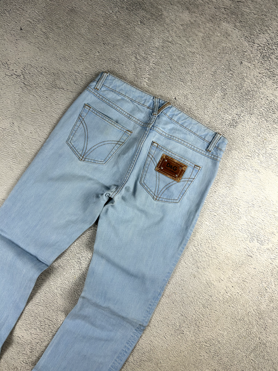 Vintage Dolce & Gabbana Jeans Fit Tight Blue Back Leather Logo