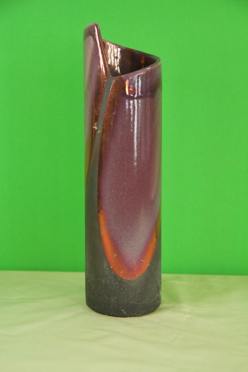 Tony Evans Raku 22 California Pottery Asymmetrical Studio Vase