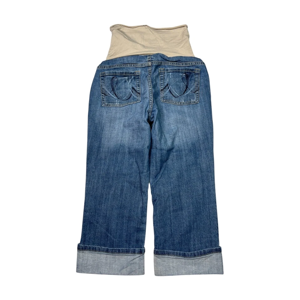 American Star Vintage 00s Y2K Distressed Cuffed Capri Maternity Jeans Medium - Image 2 of 4