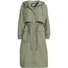 Bn Lands End Womens Hooded Long Raincoat Khaki Size 8 Xs Xsmall Rrp £100 Soldout