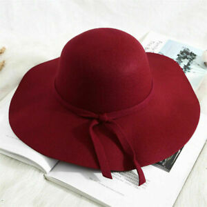 Autumn Brim Vintage Cap Hat Women Hat Sun Elegant Winter Fedora Wide Felt Floppy