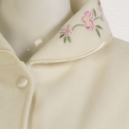 Womens Polar Fleece Bed Jacket Slenderella Button Up Floral Embroidery Housecoat - Picture 11 of 51