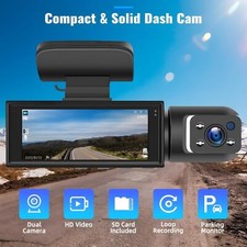 Dual Cam 1080P Front and Inside Dash Camera for Cars 2 Channel Dash Night Vision