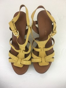 mustard yellow leather sandals