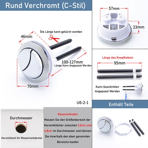 Einzel/doppelte Spülung Wc Druckknopf Toilette Spülkasten Wassersparend Runde - Bild 11 von 18
