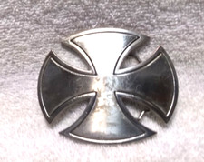 Silver Cutout Open Cross Belt Buckle Vintage Shows Some Ware