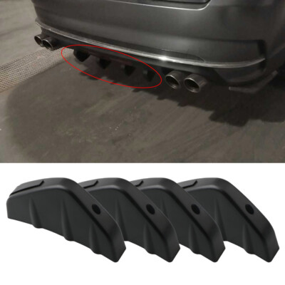 Universal 4PCS Rear Bumper Diffuser Fin Spoiler Lip 4 Wing Splitter Black Matt 
