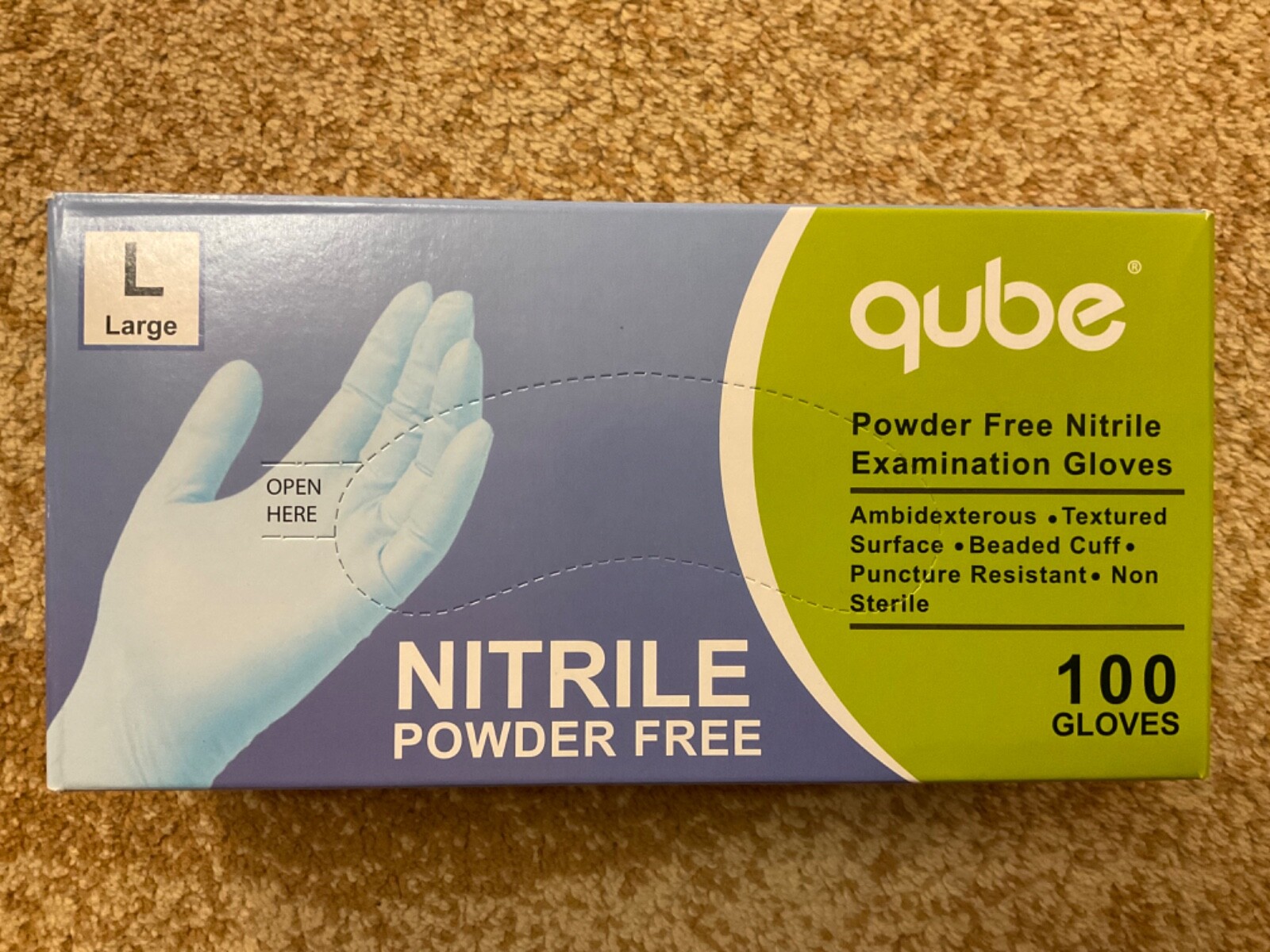 QUBE Nitrile Examination Gloves Powder Free Size L 1 Box = 100 gloves eBay