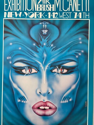M.CANETTI,AIR BRUSH ,EXHIBITION NEW YORK,AUTHENTIC 1980's POSTER